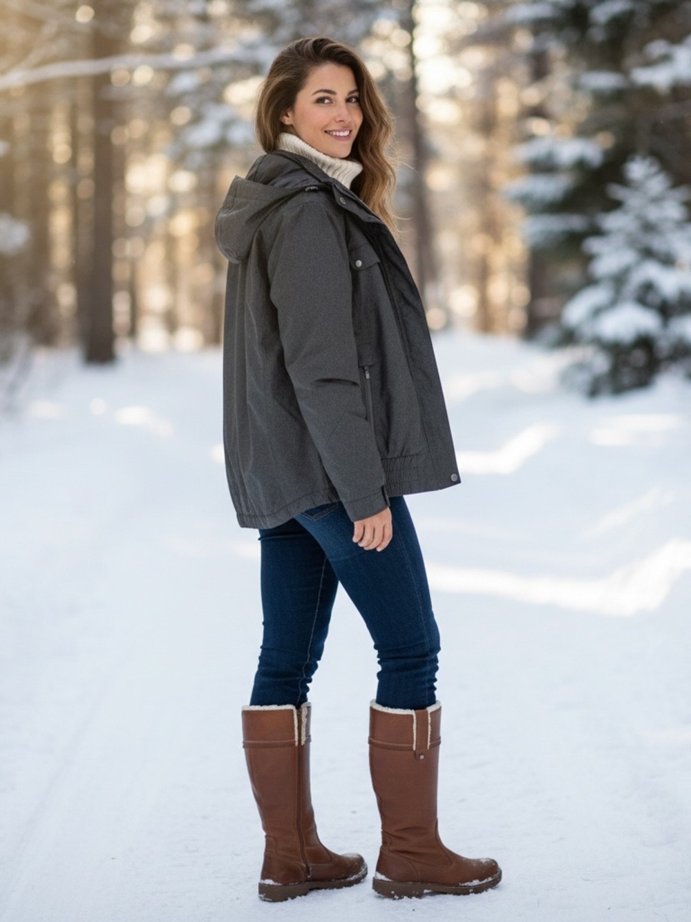 Columbia Women's Hooded Ski Jacket - Charcoal